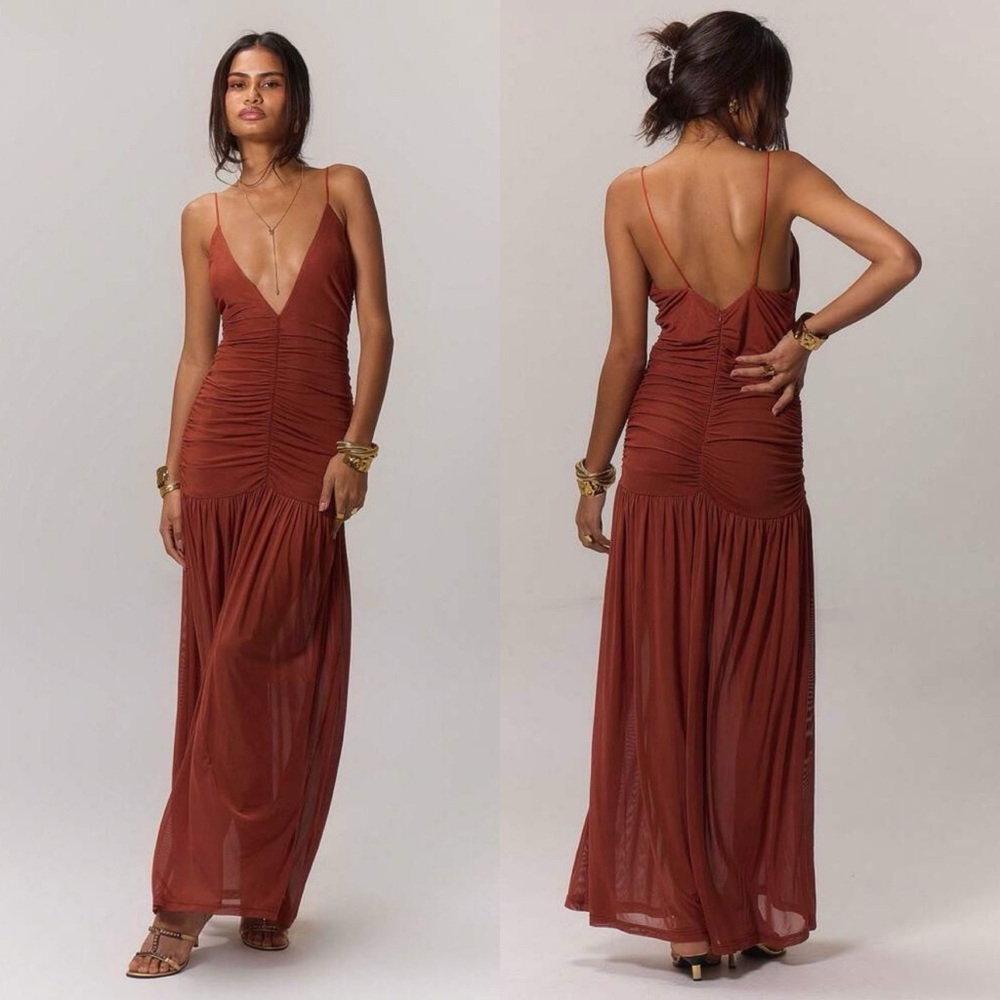 Wedding Guest Dress - Deep V Ruched Front Drop Dress